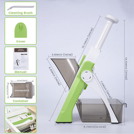 Multi-Function Vegetable Slicer & Mandoline Cutter with Container, Safety Cover
